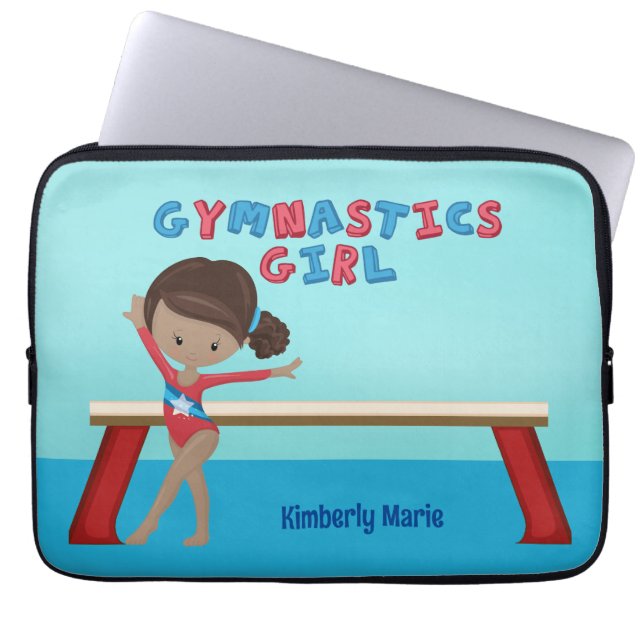 African American Gymnastics Girl Cute Custom Laptop Sleeve (Front)