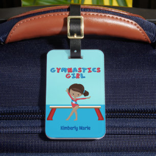 African American Gymnastics Girl Cute Custom Luggage Tag