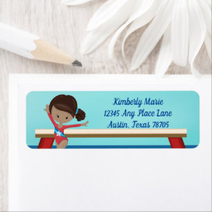 African American Gymnastics Girl Return Address Label