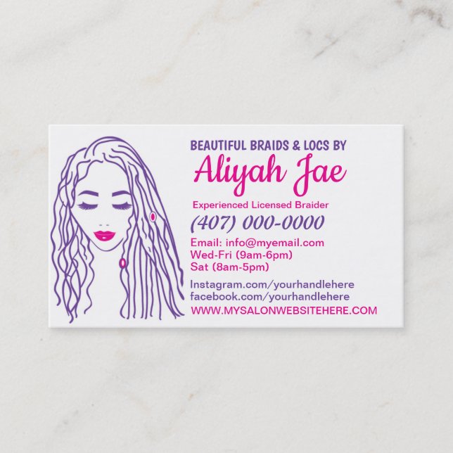 African American Hair Braiding Salon Business Card (Front)