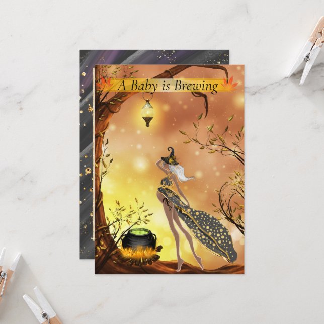 African American Halloween Baby Shower Invitation (Front/Back In Situ)