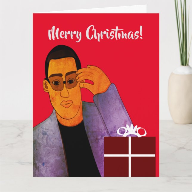 African American Handsome & Gifted Male Christmas Card (Front)