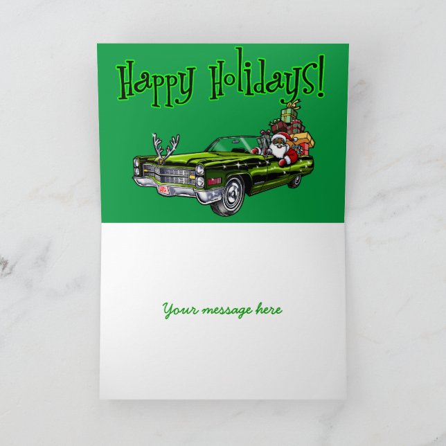 African American Hipster Santa Holiday Card (Inside)