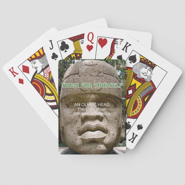 African American history Olmec head  flyer Playing Cards (Back)