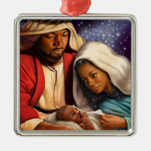 African American Holy Family Christmas Ornaments
