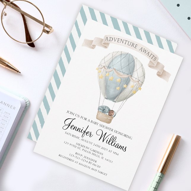 African American hot air balloon baby shower  Invi Invitation (Creator Uploaded)