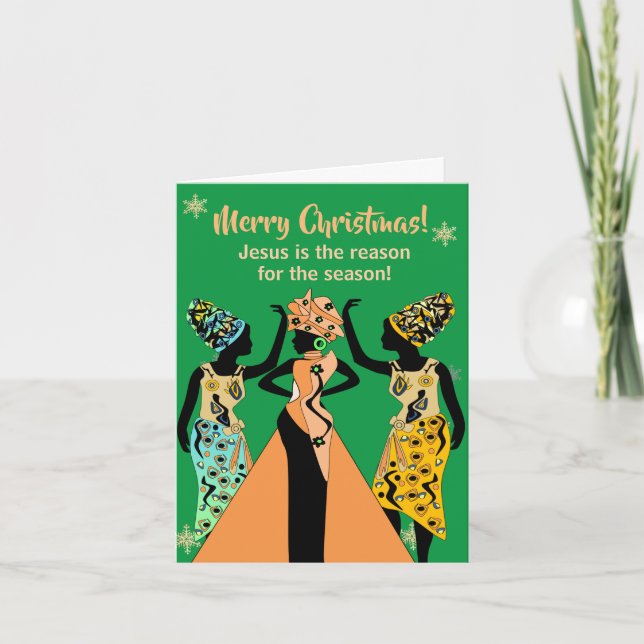 African American Inspirational Christian Christmas Holiday Card (Front)