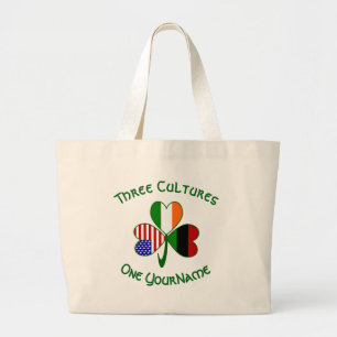 African American Irish Shamrock Flag Personalised Large Tote Bag