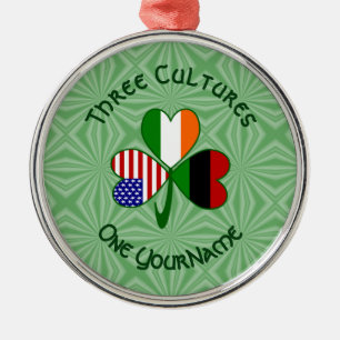 African American Irish Shamrock Flag Personalised  Metal Ornament