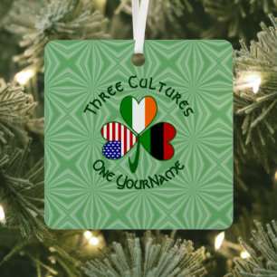 African American Irish Shamrock Flag Personalised  Metal Tree Decoration