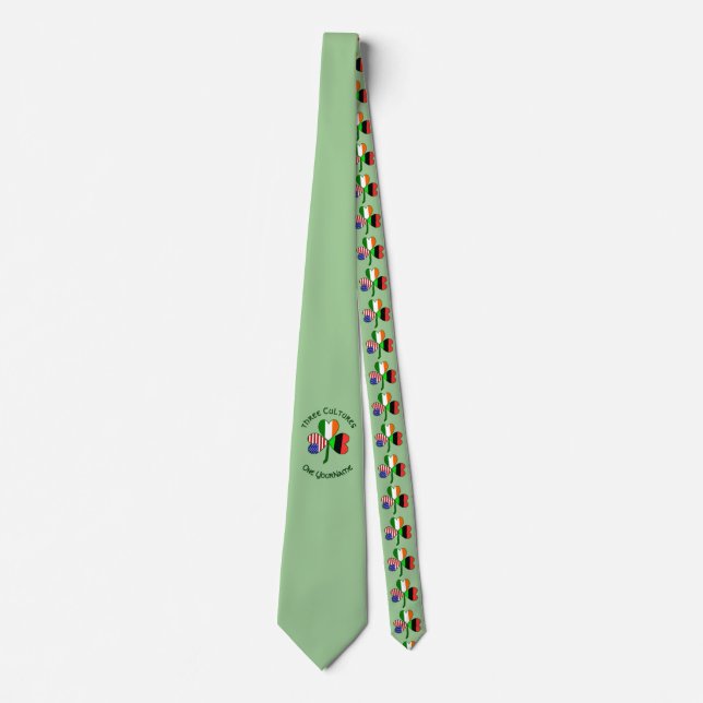African American Irish Shamrock Flag Personalized  Tie (Front)