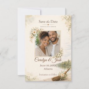 African American Jumping the Broom Photo Save The Date