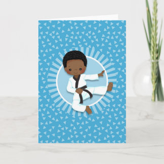 African American Karate Boy Judo Martial Arts Card