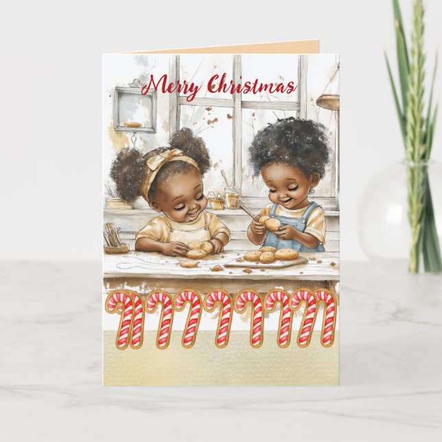 African American Kids Christmas Card (Front)