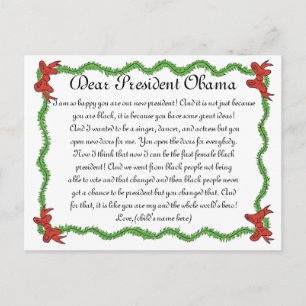 African-American Kids Letter to President Obama Holiday Postcard