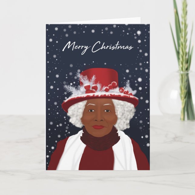 African American Lady Christmas Cards  (Front)