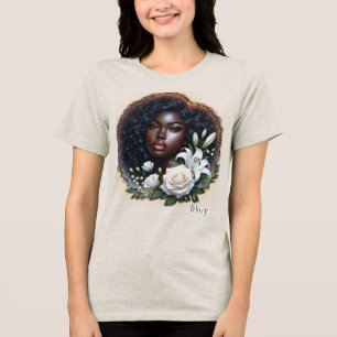 African-American Lady Enjoying Her Flowers Tri-Blend Shirt