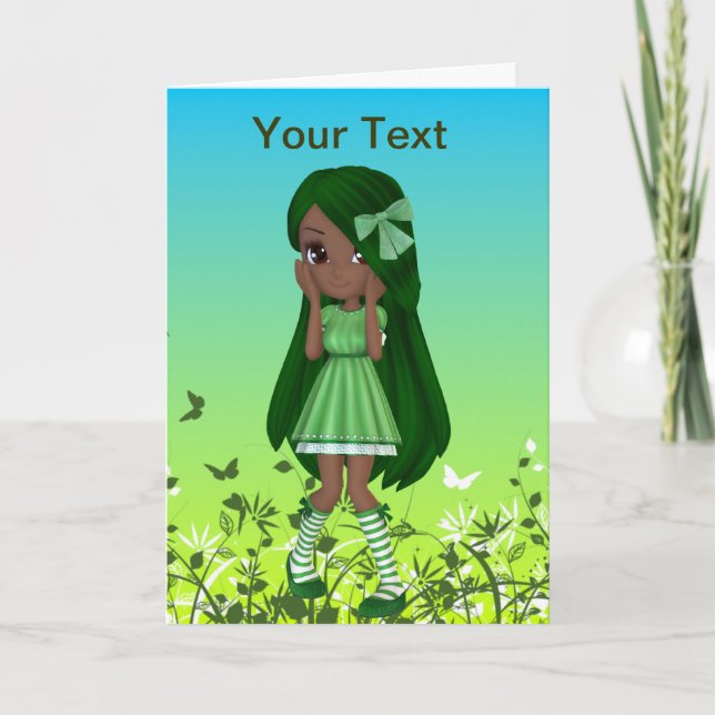 African American Lady Lime Greeting Card (Front)