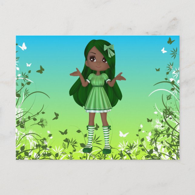 African American Lady Lime Postcard (Front)