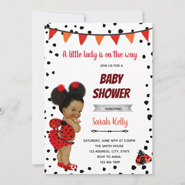 African American ladybug invitation (Front)