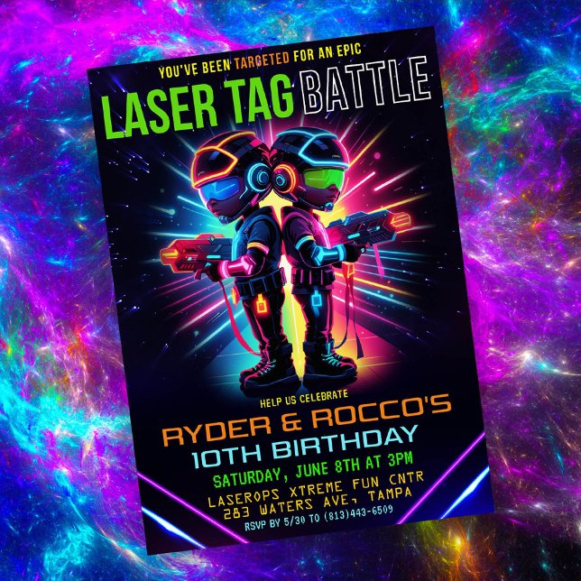 African American Laser Tag Birthday Invitation (Creator Uploaded)