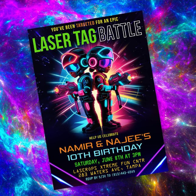 African American Laser Tag Birthday Invitation (Creator Uploaded)