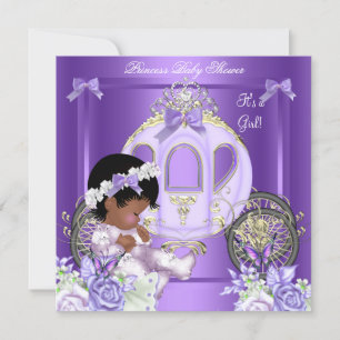 African American Lavender Baby Shower Girl 5A Invitation
