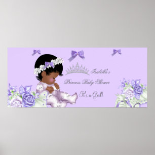 African American Lavender Grey Baby Shower Girl 2 Poster