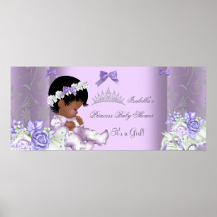 African American Lavender Grey Baby Shower Girl Poster