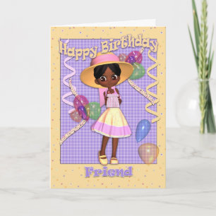 African American Little Girl Friend Birthday Card