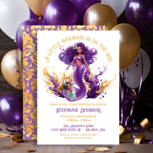 African American Little Mermaid Baby Shower Invitation
