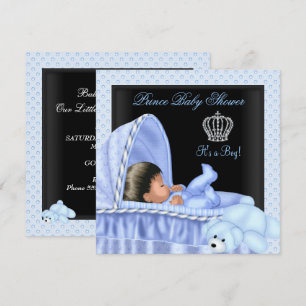 African American Little Prince Baby Shower Boy Invitation