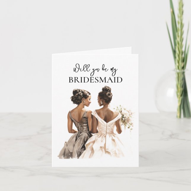 African American Lovely Women Bridesmaid Proposal  Card (Front)