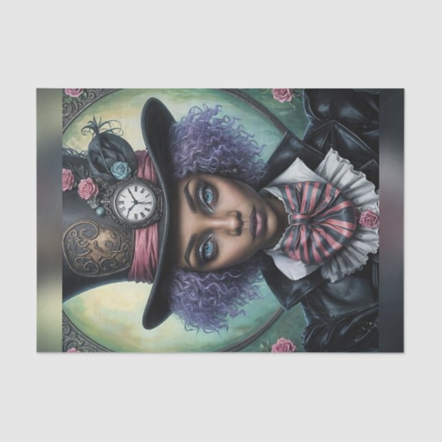 African American Mad Hatter Decoupage Paper  (Front)