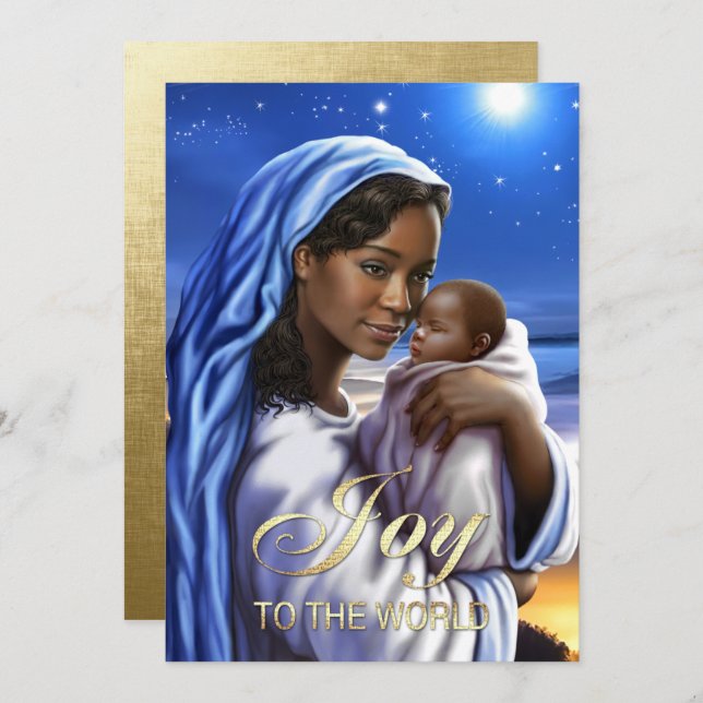 African American Madonna Flat Christmas Cards (Front/Back)