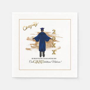 African American Male Grad Invitation (Dark Skin)  Napkin