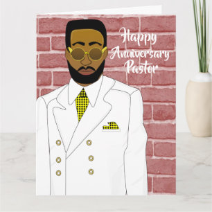African American Male Pastor's Anniversary Card