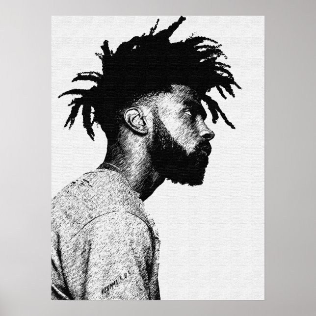 African American Male Pen Art Drawing Poster (Front)