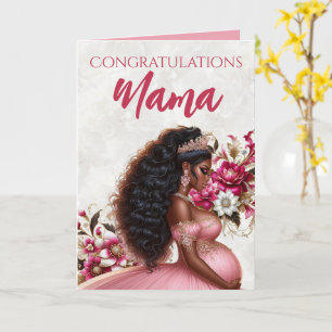 African American Mama to be Pink & Gold Card