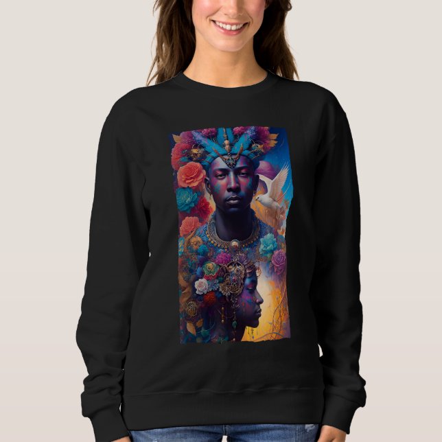 African American Man and Woman Mystical Fantasy AI Sweatshirt (Front)