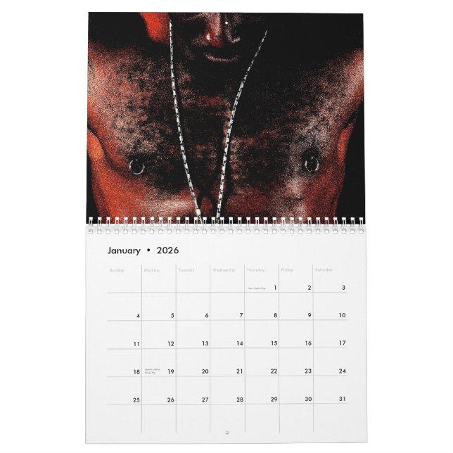 African American Man calendar (Jan 2026)