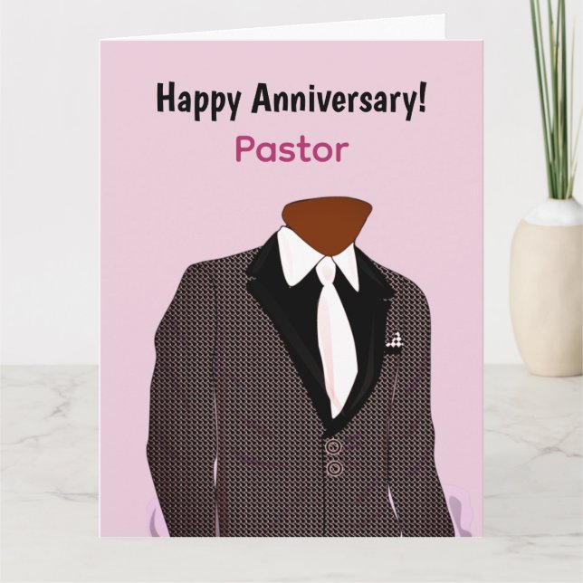 African American Man in Suit Pastor's Anniversary Card (Front)