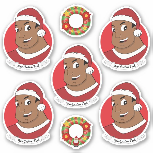  African American man with Santa hat cartoon (Front)