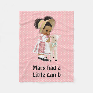 African American Mary Had a Little Lamb Baby Blan Fleece Blanket