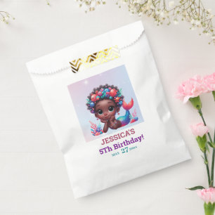 African American Mermaid 5Th Birthday  Favour Bag