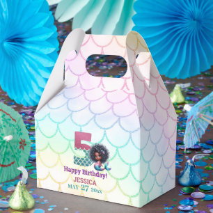 African American Mermaid 5Th Birthday Favour Box