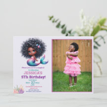 African American Mermaid 5Th Birthday Photo