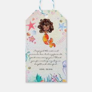 African American Mermaid Birthday Thank You Gift Tags