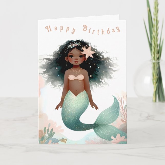 African American Mermaid Card (Front)