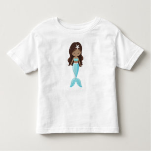 African American Mermaid, Cute Mermaid, Blue Tail Toddler T-Shirt